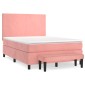 vidaXL Κρεβάτι Boxspring με Στρώμα Ροζ 140x190 εκ. Βελούδινο