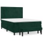 vidaXL Κρεβάτι Boxspring με Στρώμα Σκούρο Πράσινο 140x200εκ. Βελούδινο
