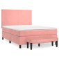 vidaXL Κρεβάτι Boxspring με Στρώμα Ροζ 140x200 εκ. Βελούδινο