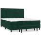 vidaXL Κρεβάτι Boxspring με Στρώμα Σκούρο Πράσινο 180x200εκ. Βελούδινο
