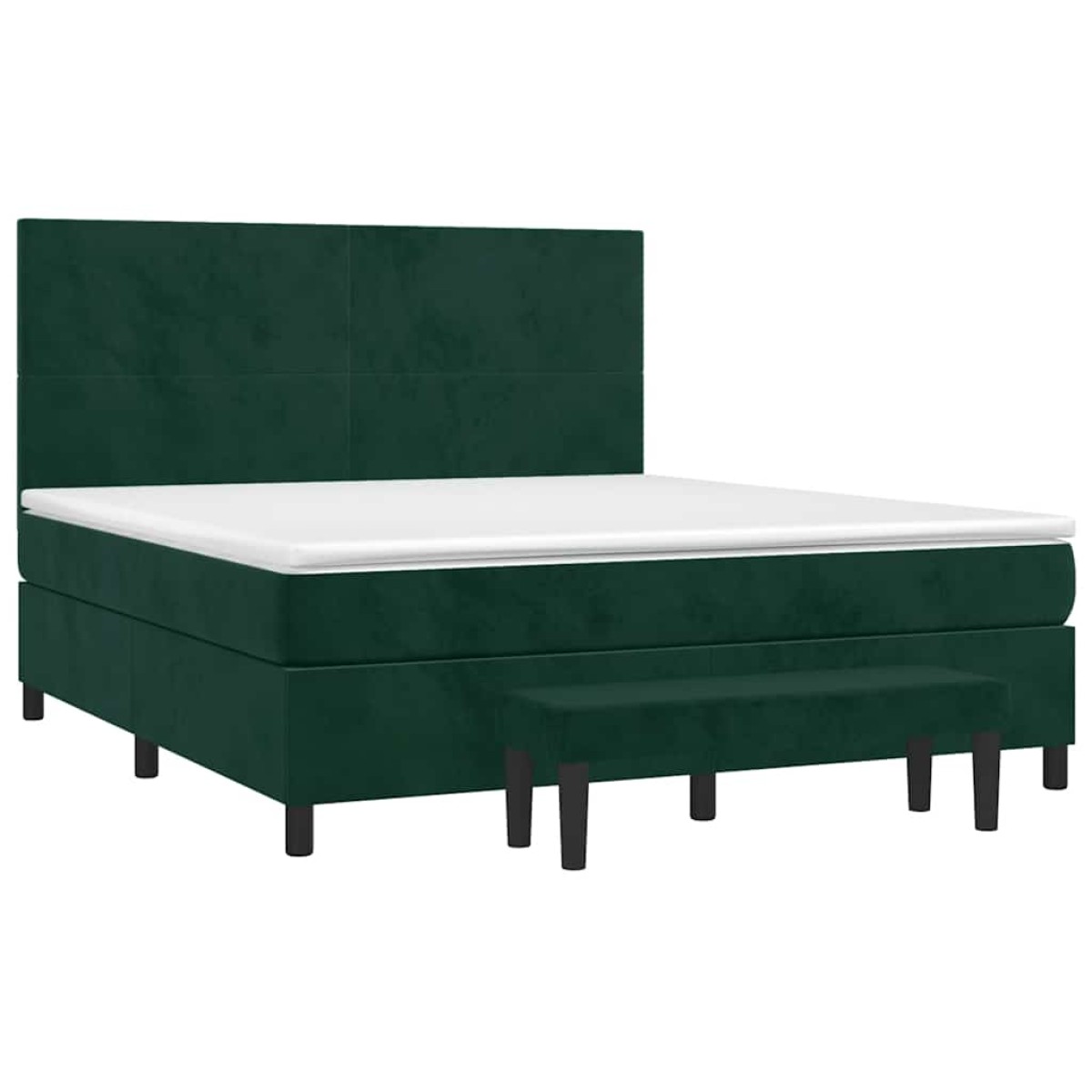 vidaXL Κρεβάτι Boxspring με Στρώμα Σκούρο Πράσινο 180x200εκ. Βελούδινο