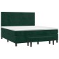 vidaXL Κρεβάτι Boxspring με Στρώμα Σκούρο Πράσινο 180x200εκ. Βελούδινο