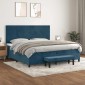 vidaXL Κρεβάτι Boxspring με Στρώμα Σκούρο Μπλε 200x200 εκ. Βελούδινο