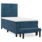 vidaXL Κρεβάτι Boxspring με Στρώμα Σκούρο Μπλε 80 x 200 εκ. Βελούδινο