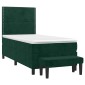 vidaXL Κρεβάτι Boxspring με Στρώμα Σκούρο Πράσινο 90x200 εκ. Βελούδινο
