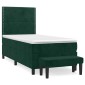vidaXL Κρεβάτι Boxspring με Στρώμα Σκούρο Πράσινο 100x200εκ. Βελούδινο