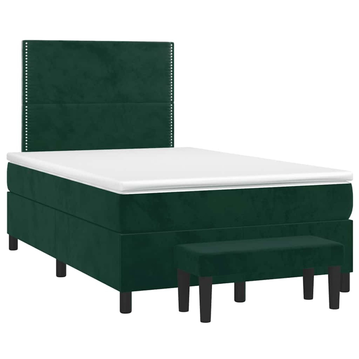 vidaXL Κρεβάτι Boxspring με Στρώμα Σκούρο Πράσινο 100x200εκ. Βελούδινο