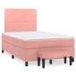 vidaXL Κρεβάτι Boxspring με Στρώμα Ροζ 120x200 εκ. Βελούδινο
