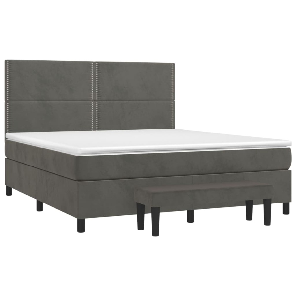 vidaXL Κρεβάτι Boxspring με Στρώμα Σκούρο Γκρι 180x200 εκ. Βελούδινο