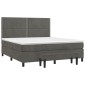 vidaXL Κρεβάτι Boxspring με Στρώμα Σκούρο Γκρι 180x200 εκ. Βελούδινο