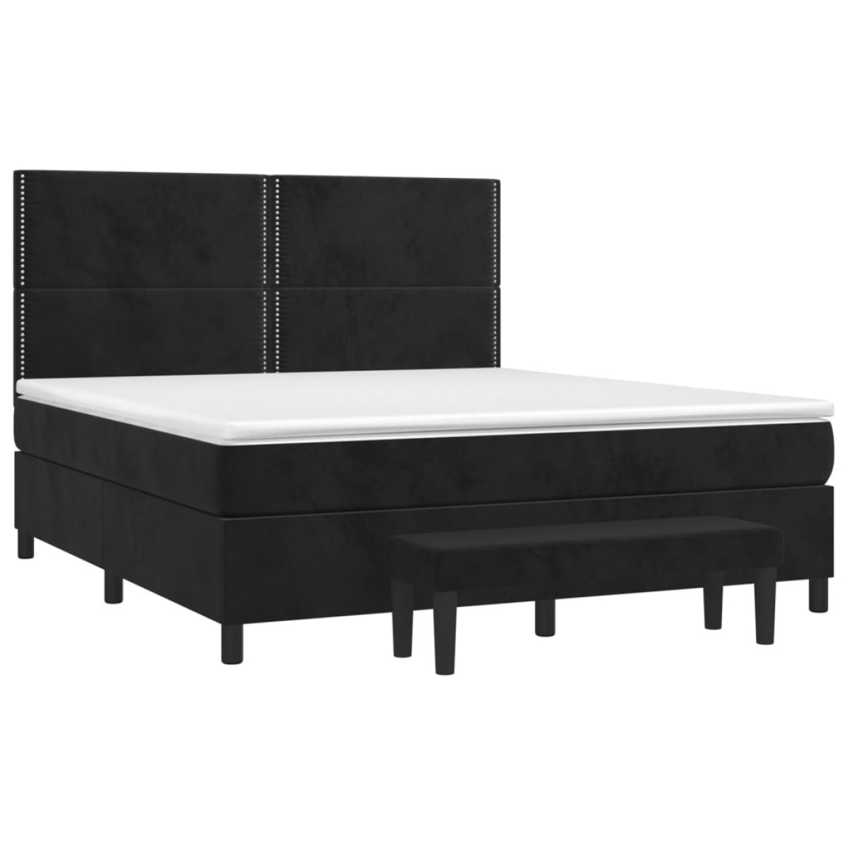 vidaXL Κρεβάτι Boxspring με Στρώμα Μαύρο 180x200 εκ. Βελούδινο