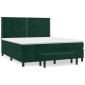 vidaXL Κρεβάτι Boxspring με Στρώμα Σκούρο Πράσινο 180x200εκ. Βελούδινο