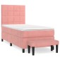 vidaXL Κρεβάτι Boxspring με Στρώμα Ροζ 80 x 200 εκ. Βελούδινο