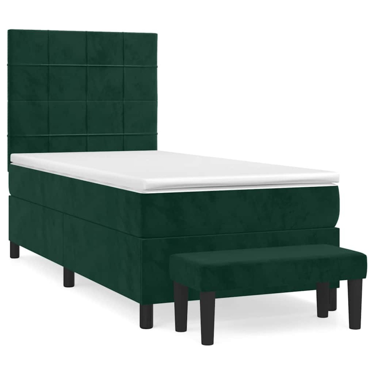 vidaXL Κρεβάτι Boxspring με Στρώμα Σκούρο Πράσινο 100x200εκ. Βελούδινο