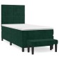 vidaXL Κρεβάτι Boxspring με Στρώμα Σκούρο Πράσινο 100x200εκ. Βελούδινο
