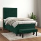 vidaXL Κρεβάτι Boxspring με Στρώμα Σκούρο Πράσινο 100x200εκ. Βελούδινο