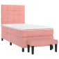 vidaXL Κρεβάτι Boxspring με Στρώμα Ροζ 100x200 εκ. Βελούδινο