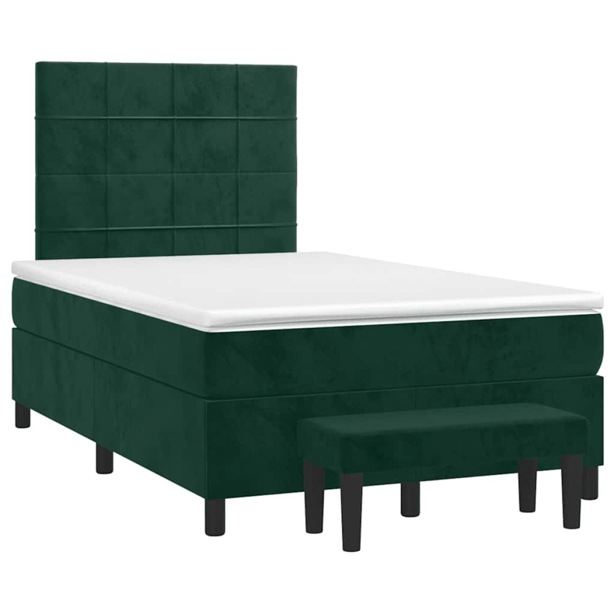 vidaXL Κρεβάτι Boxspring με Στρώμα Σκούρο Πράσινο 120x200εκ. Βελούδινο