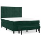 vidaXL Κρεβάτι Boxspring με Στρώμα Σκούρο Πράσινο 140x190εκ. Βελούδινο