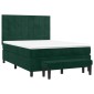 vidaXL Κρεβάτι Boxspring με Στρώμα Σκούρο Πράσινο 140x190εκ. Βελούδινο