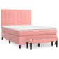 vidaXL Κρεβάτι Boxspring με Στρώμα Ροζ 140x190 εκ. Βελούδινο