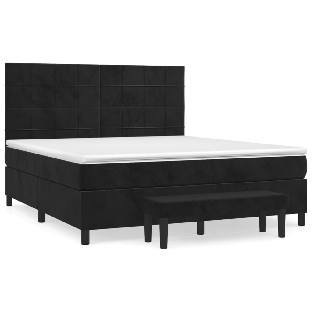 vidaXL Κρεβάτι Boxspring με Στρώμα Μαύρο 160x200 εκ. Βελούδινο