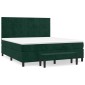 vidaXL Κρεβάτι Boxspring με Στρώμα Σκούρο Πράσινο 160x200εκ. Βελούδινο