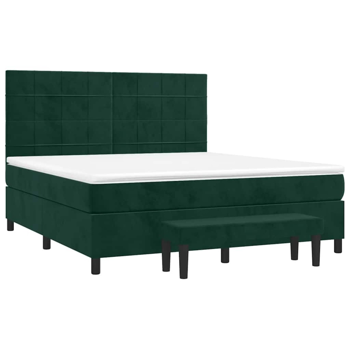 vidaXL Κρεβάτι Boxspring με Στρώμα Σκούρο Πράσινο 160x200εκ. Βελούδινο