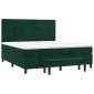 vidaXL Κρεβάτι Boxspring με Στρώμα Σκούρο Πράσινο 180x200εκ. Βελούδινο