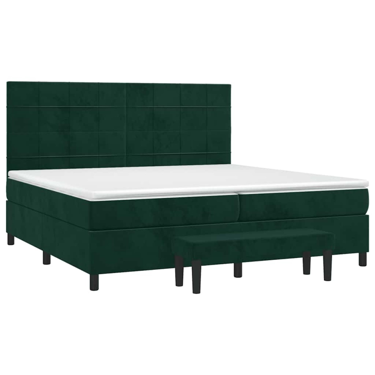 vidaXL Κρεβάτι Boxspring με Στρώμα Σκούρο Πράσινο 200x200εκ. Βελούδινο
