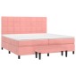 vidaXL Κρεβάτι Boxspring με Στρώμα Ροζ 200x200 εκ. Βελούδινο