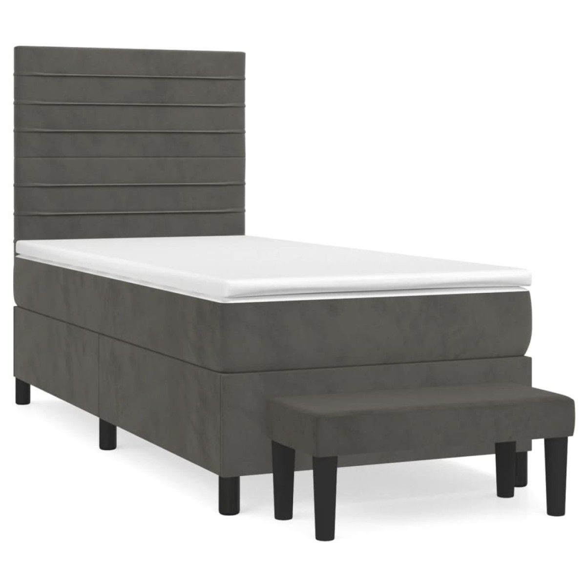 vidaXL Κρεβάτι Boxspring με Στρώμα Σκούρο Γκρι 80x200 εκ. Βελούδινο