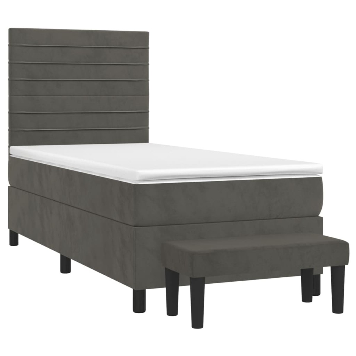 vidaXL Κρεβάτι Boxspring με Στρώμα Σκούρο Γκρι 80x200 εκ. Βελούδινο