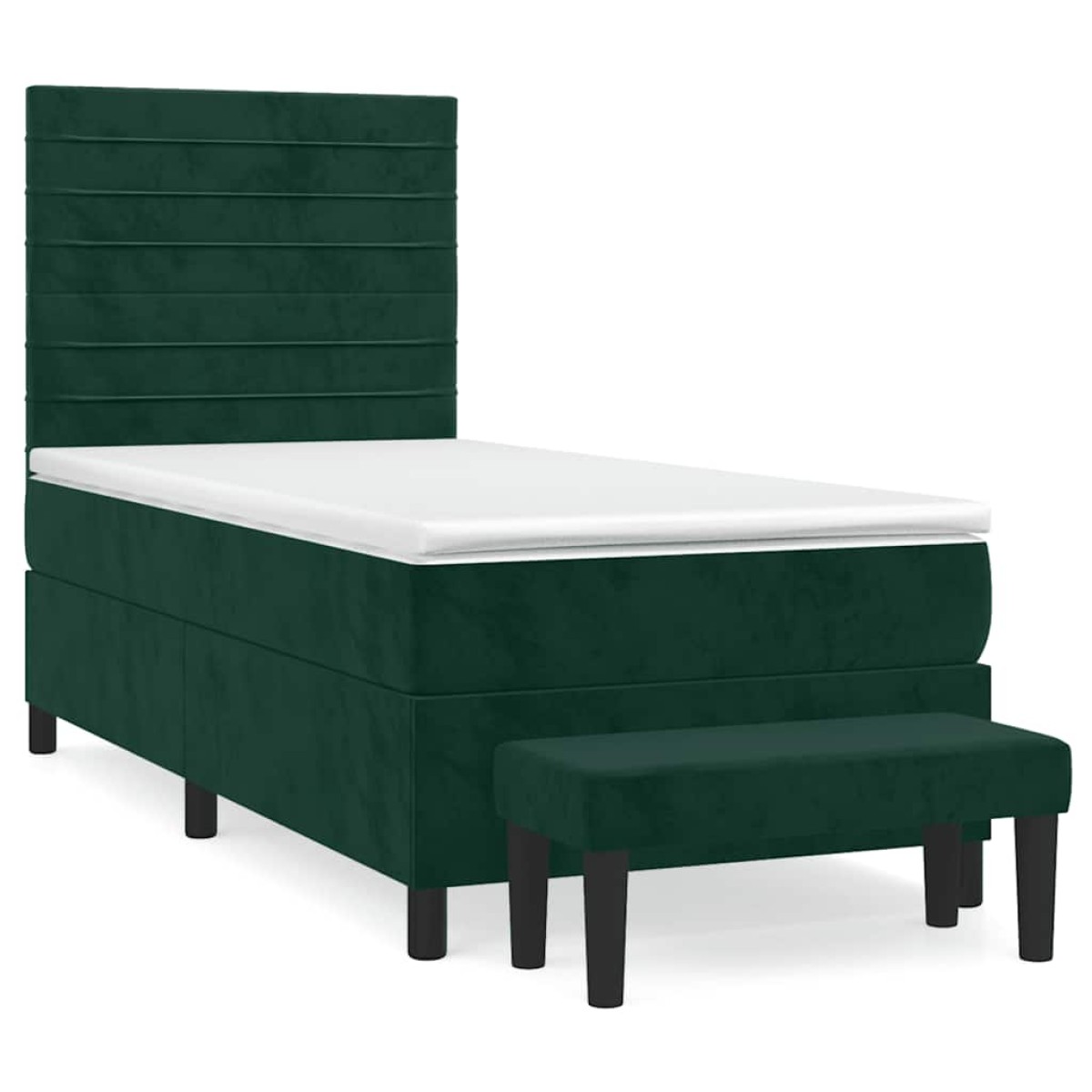 vidaXL Κρεβάτι Boxspring με Στρώμα Σκούρο Πράσινο 80x200 εκ. Βελούδινο