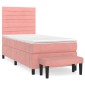 vidaXL Κρεβάτι Boxspring με Στρώμα Ροζ 80 x 200 εκ. Βελούδινο