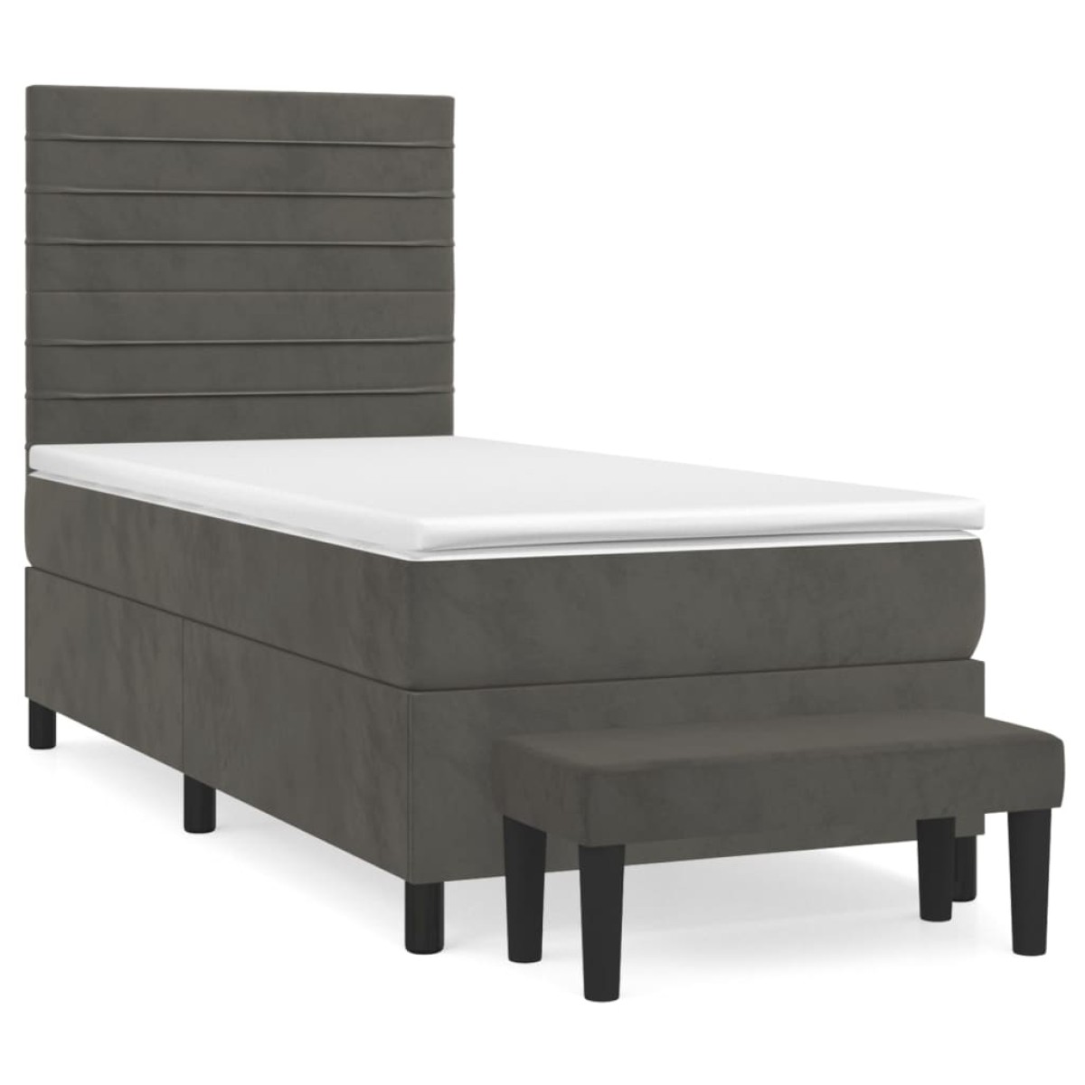 vidaXL Κρεβάτι Boxspring με Στρώμα Σκούρο Γκρι 90x190 εκ. Βελούδινο