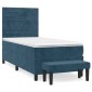 vidaXL Κρεβάτι Boxspring με Στρώμα Σκούρο Μπλε 90x190 εκ. Βελούδινο