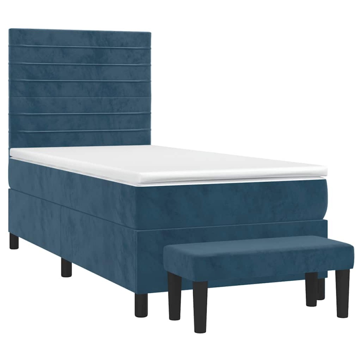 vidaXL Κρεβάτι Boxspring με Στρώμα Σκούρο Μπλε 90x190 εκ. Βελούδινο