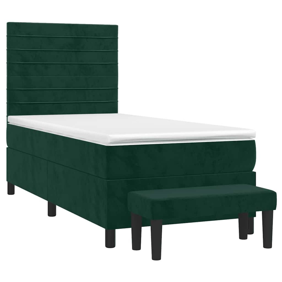 vidaXL Κρεβάτι Boxspring με Στρώμα Σκούρο Πράσινο 90x200 εκ. Βελούδινο