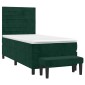 vidaXL Κρεβάτι Boxspring με Στρώμα Σκούρο Πράσινο 90x200 εκ. Βελούδινο