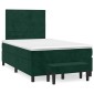 vidaXL Κρεβάτι Boxspring με Στρώμα Σκούρο Πράσινο 120x200εκ. Βελούδινο