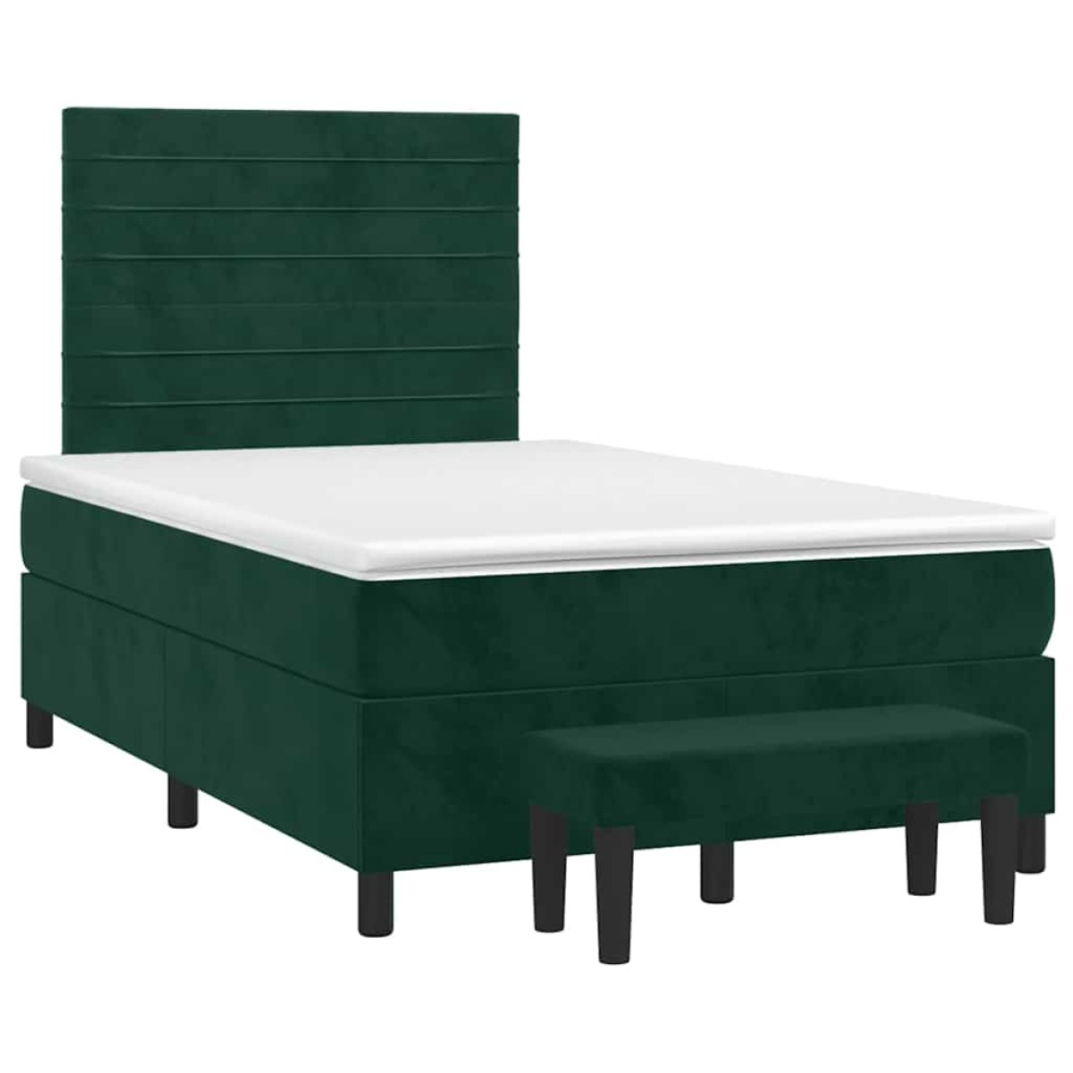 vidaXL Κρεβάτι Boxspring με Στρώμα Σκούρο Πράσινο 120x200εκ. Βελούδινο