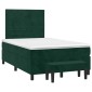 vidaXL Κρεβάτι Boxspring με Στρώμα Σκούρο Πράσινο 120x200εκ. Βελούδινο