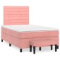 vidaXL Κρεβάτι Boxspring με Στρώμα Ροζ 120x200 εκ. Βελούδινο