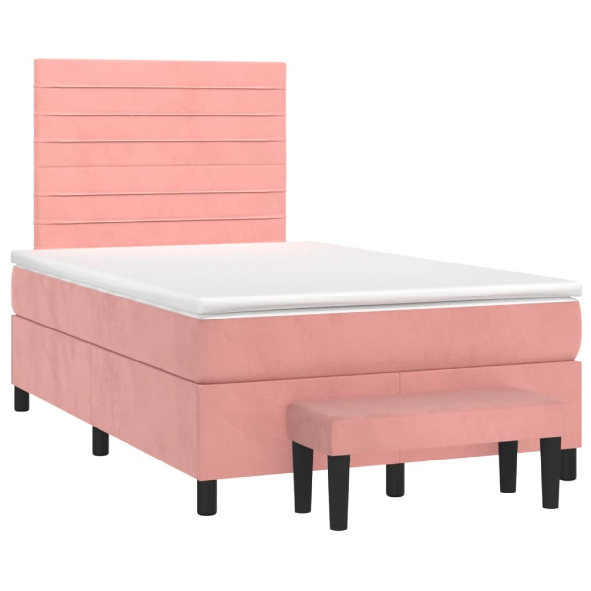 vidaXL Κρεβάτι Boxspring με Στρώμα Ροζ 120x200 εκ. Βελούδινο
