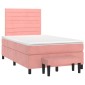 vidaXL Κρεβάτι Boxspring με Στρώμα Ροζ 120x200 εκ. Βελούδινο