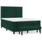vidaXL Κρεβάτι Boxspring με Στρώμα Σκούρο Πράσινο 140x190εκ. Βελούδινο