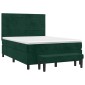 vidaXL Κρεβάτι Boxspring με Στρώμα Σκούρο Πράσινο 140x190εκ. Βελούδινο