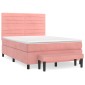 vidaXL Κρεβάτι Boxspring με Στρώμα Ροζ 140x190 εκ. Βελούδινο