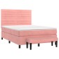 vidaXL Κρεβάτι Boxspring με Στρώμα Ροζ 140x190 εκ. Βελούδινο